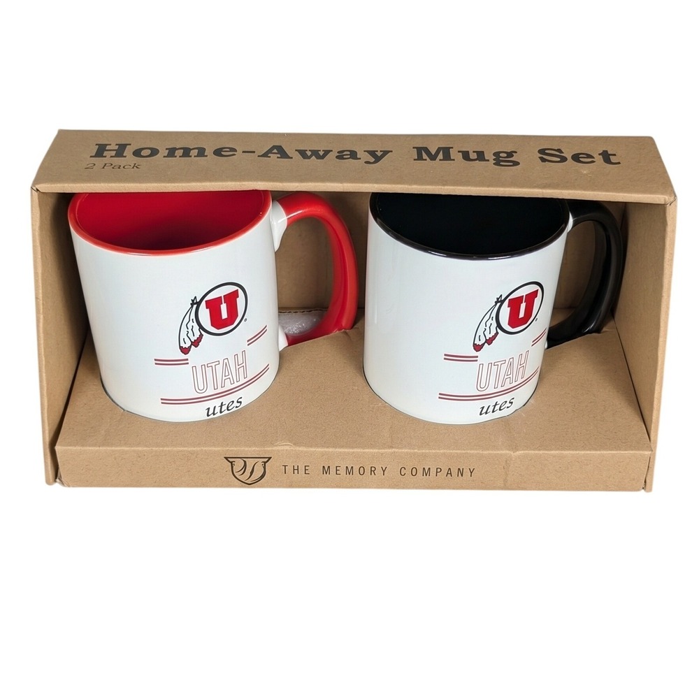 Utah Utes Home-Away Mug Set 2 Pack‎ Ceramic Coffee Cups The Memory Company NCAA